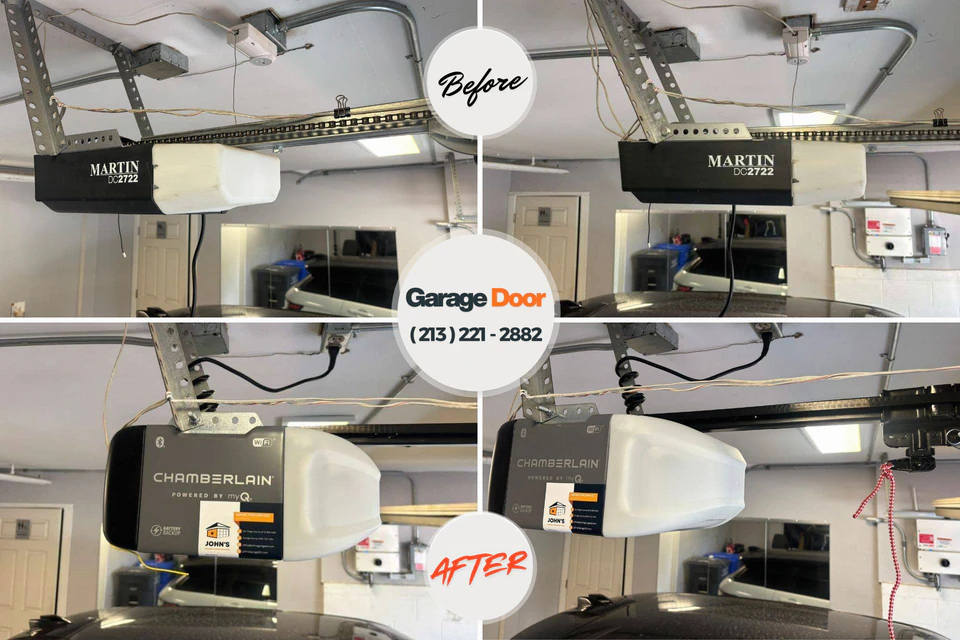 Before and after: garage door repair Marina, CA
